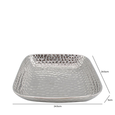 Silver Dimple Ceramic Tray